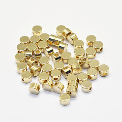 Real 18K Gold Plated Long-Lasting Plated Brass Beads, Real 18K Gold Plated, Nickel Free, Flat Round, 4x2.5mm, Hole: 1mm