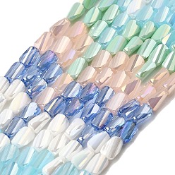 (52) Непрозрачная лаванда Гальванические стеклянные бусины, искривленная форма, граненые, градиент цвета, разноцветные, 7x4.5x3 мм, отверстие : 0.9 мм, около 63 шт / нитка, 17.05'' (43.3 см)