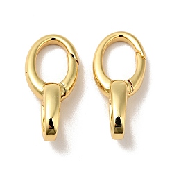 Real 18K Gold Plated Brass Spring Gate Rings, Cadmium Free & Nickel Free & Lead Free, Real 18K Gold Plated, 20.5x9x7mm, Hole: 4.5x5.5mm