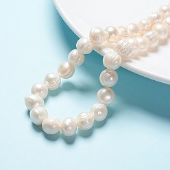 Creamy White Natural Cultured Freshwater Pearl Beads Strands, Potato, Creamy White, 12~13mm, Hole: 0.8mm, about 33pcs/strand, 13.77 inch~14.17 inch