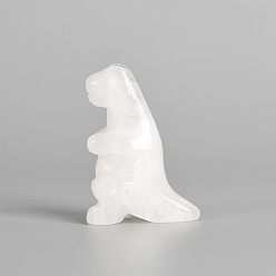 White crystal Jade Ornament Home Office Crystal Powder Crystal Aventurine Semi-precious Stone 2 Inch Dinosaur Carving Craft