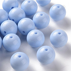 Светло-Голубой Непрозрачные акриловые бусины, круглые, Небесно-голубой, 16x15 мм, отверстие : 2.8 мм, Около 220 шт / 500 г