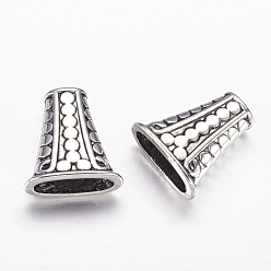 Antique Silver Tibetan Style Alloy Bead Cones, For Tassels Pendant, Lead Free, Cadmium Free and Nickel Free, Trapezoid, Antique Silver, about 17mm wide, 18mm long, 9mm thick, hole: 4mm