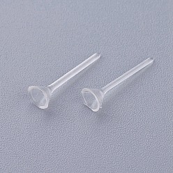 Clear Plastic Stud Earring Findings, Clear, 4mm, Pin: 0.8mm, about 1000pcs/bag