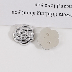 Silver Acrylic Cabochons, Flower, Silver, 17mm