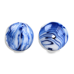Medium Blue Resin Beads, Imitation Gemstone, Round, Medium Blue, 19mm, Hole: 2~2.4mm