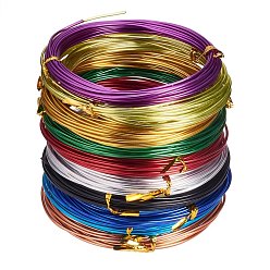 Mixed Color Pack of 10 rolls Multicolor Round Aluminum Wire Jewelry Making Beading Craft Wire, about 19 Feet/Roll, Mixed Color, 15 Gauge, 1.5mm, 6m/roll, 10 rolls/box