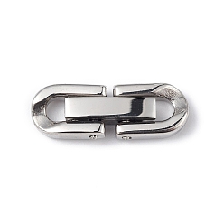 Stainless Steel Color 304 Stainless Steel Fold Over Clasps, Oval, Stainless Steel Color, 18x6.5x3mm, Hole: 2.5x2.5mm