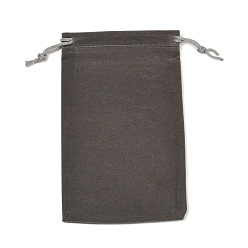 Gris Oscuro Bolsas de terciopelo con cordón, Rectángulo, gris oscuro, 15.5x10x0.7 cm