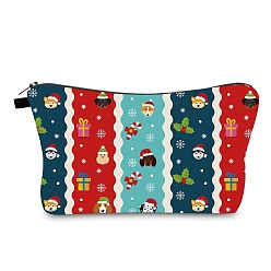 Candy Cane Christmas Polyester Waterpoof Makeup Storage Bag, Multi-functional Travel Toilet Bag, Clutch Bag with Zipper for Women, Candy Cane, 22x13.5cm