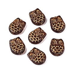 Седло Коричневый Стеклянные бусины в виде совы, золотой металл обвитыми, седло коричневый, 18x15x5.5~6.5 мм, отверстие : 1 мм