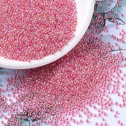 (RR276) Dark Coral Lined Crystal AB Миюки круглые бусины рокайль, японский бисер, 8/0, (rr 276) кристалл, облицованный темным кораллом ab, 8/0, 3 мм, отверстие : 1 мм, Около 422~455 шт / 10 г