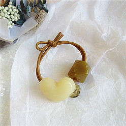 Love Yellow Macaron-colored jelly love geometric bead hairband - high elasticity, rubber band, head accessory.