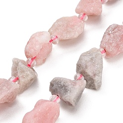 Tourmaline Natural Pink Tourmaline Beads Strands, Raw Rough, Nuggets, with Seed Beads, 13~23x12~16x6~13mm, Hole: 1mm, about 11~13pcs/strand, 7.44''(18.9cm)~7.99''(20.3cm)