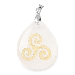 Хрусталь Природного кварца хрустальных подвесок, с реечной обшивкой латунными выводами, без кадмия и без свинца, подвеска в виде капли и знака, 31x25x5~7 мм, отверстие : 4.5x4 мм