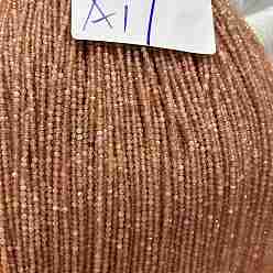 Солнечный Камень Натуральный Sunstone бисер пряди, граненые, круглые, 2 мм, отверстие : 0.5 мм, около 190 шт / нитка, 14.96'' (38 см)