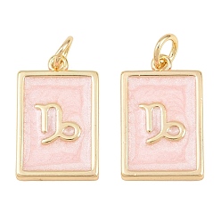 Capricorn Brass Enamel Pendants, Rectangle Charms, Rack Plating, Cadmium Free & Lead Free, Long-Lasting Plated, Golden, Capricorn Charms, 17.5x11x2mm, Hole: 3mm