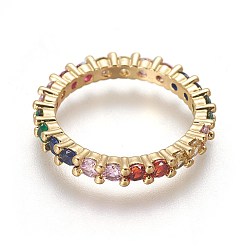 Real 18K Gold Plated Cubic Zirconia Rings, with Brass Findings, Real 18K Gold Plated, Size 9, 19mm