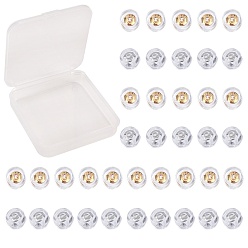 Platinum & Golden SUNNYCLUE Silicone Ear Nuts, Earring Backs, with Brass Findings, Half Round, Platinum & Golden, 5x3.5mm, Hole: 1mm, 2 colors, 20pcs/color, 40pcs/box