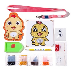 Rooster DIY Chinese Zodiac Sign Pattern Cartoon Card Holder Diamond Painting Kits, Including Imitation Leather Card Holder, Lanyard, Acrylic Rhinestones, Diamond Sticky Pen, Tray Plate and Glue Clay, Rooster, 148x118mm