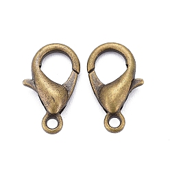 Antique Bronze Zinc Alloy Lobster Claw Clasps, Parrot Trigger Clasps, Cadmium Free & Nickel Free & Lead Free, Antique Bronze, 16x8mm, Hole: 2mm