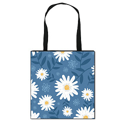 Deep Sky Blue Daisy Flower Printed Polyester Shoulder Bag, Rectangle, Deep Sky Blue, 39.5x39cm