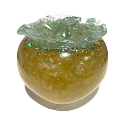 Желтый Кварц Украшение из смолы хурмы, с натуральной желтой кварцевой крошкой внутри статуй для украшения домашнего офиса, 80x80x70 мм