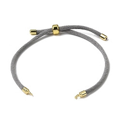 Silver 3MM Adjustable Round Nylon Braided Cord Bracelet Making, with Golden Brass Findings, Fit for Connector Charms, Silver, 8.66 inch(22cm), Hole: 1.5mm