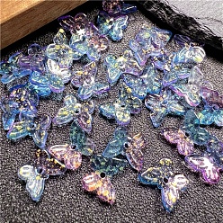 Colorful Gradual Transparent Czech Glass Beads, Butterfly, Colorful, 11mm, Hole: 1.8mm