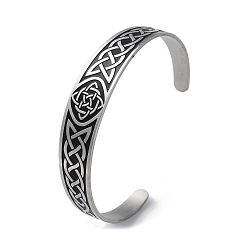 Stainless Steel Color 304 Stainless Steel Cuff Bangles, Enamel Trinity Knot Open Bangle, Stainless Steel Color, Inner Diameter: 2-1/4x2-5/8 inch(5.6x6.6cm)
