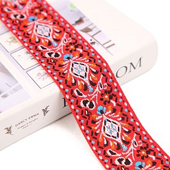 Оранжево-Красный 50 ярдов винтажной полиэстеровой жаккардовой ленты в этническом стиле для национальных костюмов и аксессуаров, оранжево-красный, 1-5/8 дюйм (40 мм)