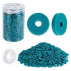 Vert De Mer Clair Perles en fimo faits à la main, disque / plat rond, perles heishi, vert de mer clair, 6x1mm, Trou: 2mm, 170 g (environ 3995 pcs)