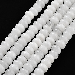 White Natural White Jade Beads Strands, Rondelle, White, 8x5mm, Hole: 1mm, about 74pcs/strand, 15.15 inch(38.5cm)