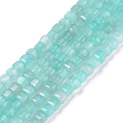 Amazonite Natural Amazonite Beads Strands, Faceted, Cube, 3.5x3.5x3.5mm, Hole: 0.7mm, about 112pcs/strand, 15.35 inch(39cm)