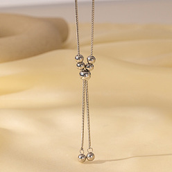 Нержавеющая Сталь Цвет 304 Круглая цепочка-слайдер из нержавеющей стали в виде шарика для женщин, без потускнения, цвет нержавеющей стали, 17.72 дюйм (45 см)