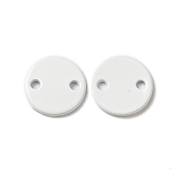 White Spray Painted 201 Stainless Steel Connector Charms, Flat Round, White, 8x1mm, Hole: 1.2mm