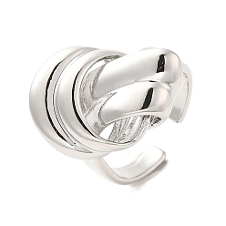 Platinum Brass Open Cuff Rings, Knot, Platinum, Inner Diameter: 17mm