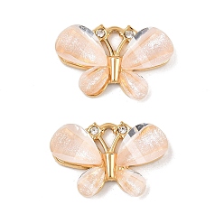 Персиковый Слойка 304 подвески из нержавеющей стали, бабочка, cmолой, вакуумное покрытие pvd, реальный 18 k позолоченный, розовые, 13x20x4 мм, отверстие : 3x2 мм
