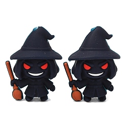 Human Halloween-Silikon-Fokalperlen, Hexe, 29.5x21x17 mm, Bohrung: 3 mm