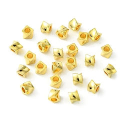 Real 18K Gold Plated Brass Beads, Square, Real 18K Gold Plated, 3x4x4mm, Hole: 1.8mm
