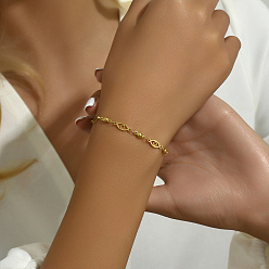 Настоящее золото 18K Модные винтажные 201 женские браслеты из нержавеющей стали в форме глаза, реальный 18 k позолоченный, 7-1/8 дюйм (18 см)