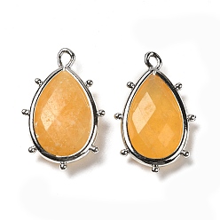 Топаз Нефрит Натуральный топаз нефрита подвески, с кромкой из платиновой латуни, граненые, слеза, 22.5x14x5.5 мм, отверстие : 1.6 мм.