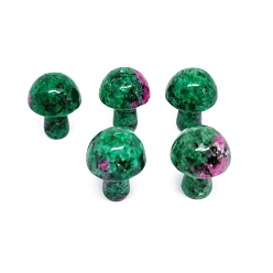 Ruby in Zoisite Natural Ruby in Zoisite Healing Mushroom Figurines, Reiki Energy Stone Display Decorations, 20mm