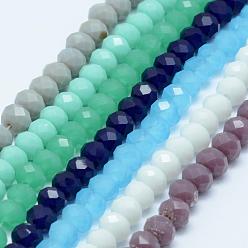 Mixed Color Glass Beads Strands, Faceted, Rondelle, Mixed Color, 8x6mm, Hole: 1mm, about 60pcs/strand, 15.5 inch~15.7 inch(39.5cm~40cm)