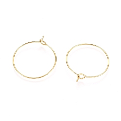 Golden Ion Plating(IP) 316L Surgical Stainless Steel Hoop Earring Findings, Wine Glass Charms Findings, Golden, 35x0.8mm, 20 Gauge