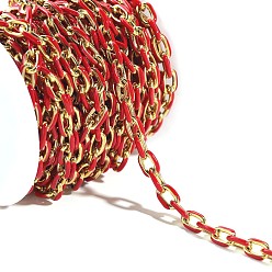 Красный 304 Эмалированные кабельные цепи из нержавеющей стали, овальные, несварные, ионное покрытие (ip), золотые, красные, 11x8x2 мм