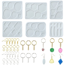 Золотой & Серебряный Силиконовые формы для шестигранных, ромбических, треугольных и овальных подвесок своими руками для изготовления сережек своими руками, золотой и серебряный, 6~109x6~98x0.7~5.8 мм, отверстие : 1.8~6.5 мм