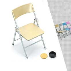 Champagne Yellow Plastic Dolls Folding Chair, Miniature Furniture Toys, for American Girl Doll Dollhouse Decoration, Champagne Yellow, 210x110x30mm