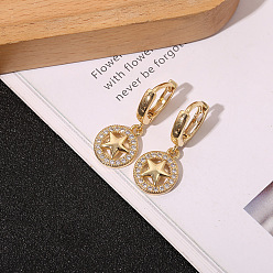 Zircon-studded star Vintage Cross Diamond Earrings for Men and Women - Fashionable Retro Ear Jewelry
