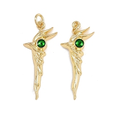 Зеленый Латунь эмаль подвески, тростник, с прыжковых колец, стойки покрытие, реальный 18 k позолоченный, без свинца и без кадмия, долговечный, зелёные, 30.5x13x3 мм, отверстие : 3.4 мм